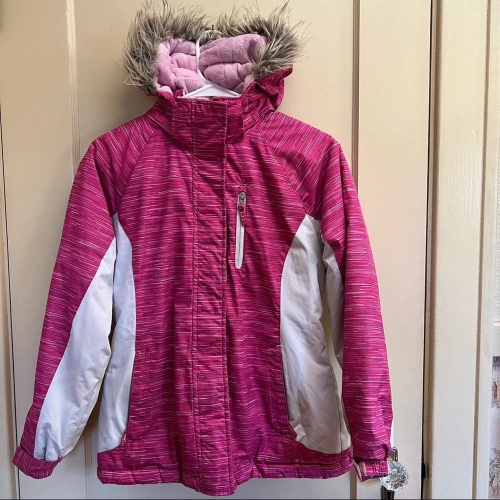 Free Country Girls L(14/16) ski Snowboard Jacket w/ Faux Fur Trimmed Hood